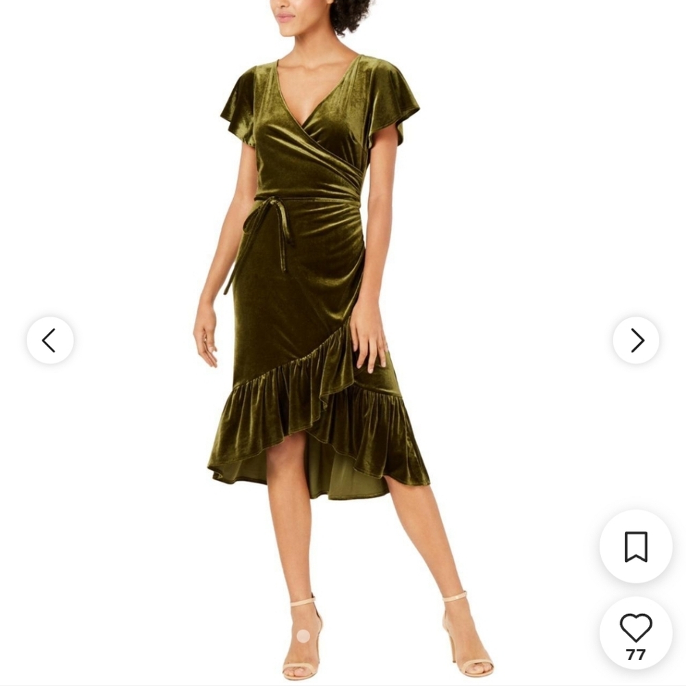 Lucy Paris Olive Velvet Wrap Dress